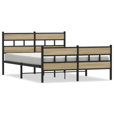 vidaXL sonoma tölgyszínű fém ágykeret matrac nélkül 160 x 200 cm (3308471) ágy és ágykellék