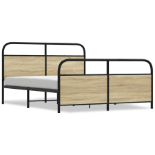 vidaXL sonoma tölgyszínű fém ágykeret matrac nélkül 160 x 200 cm (3318651) ágy és ágykellék