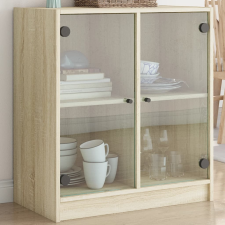 vidaXL sonoma-tölgyszínű kisszekrény üvegajtókkal 68 x 37 x 75,5 cm bútor
