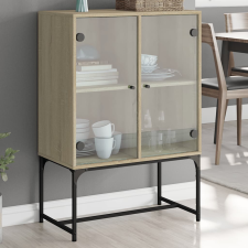 vidaXL sonoma-tölgyszínű kisszekrény üvegajtókkal 69x37x100 cm bútor