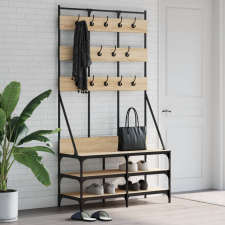 vidaXL sonoma-tölgyszínű ruhafogas cipőpolccal 100x40x184 cm bútor