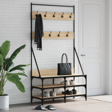 vidaXL Sonoma-tölgyszínű ruhafogas cipőpolccal 100x40x184 cm bútor