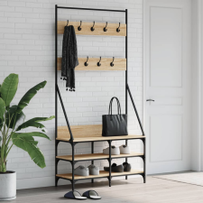 vidaXL sonoma-tölgyszínű ruhafogas cipőpolccal 90x34x184 cm bútor