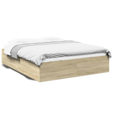 vidaXL sonoma tölgyszínű szerelt fa ágykeret 150 x 200 cm ágy és ágykellék