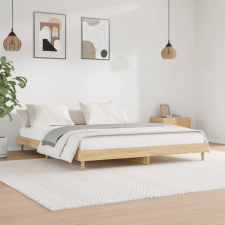 vidaXL sonoma tölgyszínű szerelt fa ágykeret 200 x 200 cm ágy és ágykellék