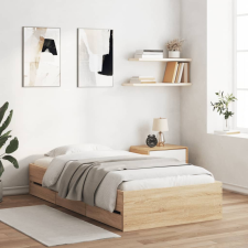 vidaXL sonoma-tölgyszínű szerelt fa ágykeret 90 x 200 cm ágy és ágykellék