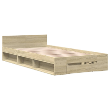 vidaXL sonoma-tölgyszínű szerelt fa ágykeret fiókkal 90 x 200 cm ágy és ágykellék