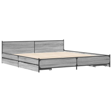 vidaXL sonoma tölgyszínű szerelt fa ágykeret fiókokkal 200 x 200 cm (3279915) ágy és ágykellék