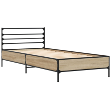 vidaXL sonoma tölgyszínű szerelt fa és fém ágykeret 100 x 200 cm (845588) ágy és ágykellék