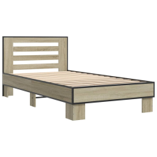 vidaXL sonoma tölgyszínű szerelt fa és fém ágykeret 100 x 200 cm (845648) ágy és ágykellék