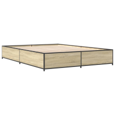 vidaXL sonoma tölgyszínű szerelt fa és fém ágykeret 140 x 200 cm (3279843) ágy és ágykellék