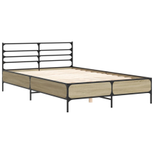 vidaXL sonoma tölgyszínű szerelt fa és fém ágykeret 140x190 cm (3280078) ágy és ágykellék