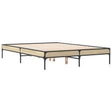 vidaXL sonoma tölgyszínű szerelt fa és fém ágykeret 140x190 cm (845037) ágy és ágykellék