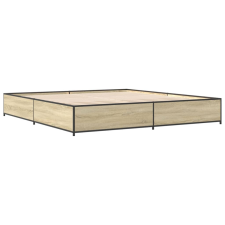 vidaXL sonoma tölgyszínű szerelt fa és fém ágykeret 160 x 200 cm (3279833) ágy és ágykellék