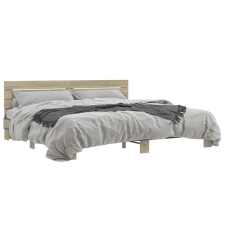 vidaXL sonoma tölgyszínű szerelt fa és fém ágykeret 180 x 200 cm ágy és ágykellék