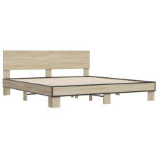 vidaXL sonoma tölgyszínű szerelt fa és fém ágykeret 180 x 200 cm (3280178) ágy és ágykellék