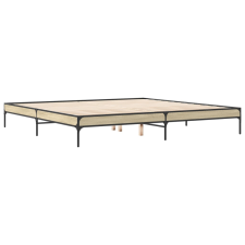 vidaXL sonoma tölgyszínű szerelt fa és fém ágykeret 200 x 200 cm (844997) ágy és ágykellék
