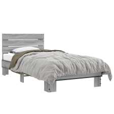 vidaXL sonoma tölgyszínű szerelt fa és fém ágykeret 75 x 190 cm ágy és ágykellék