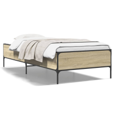 vidaXL sonoma tölgyszínű szerelt fa és fém ágykeret 90 x 190 cm ágy és ágykellék