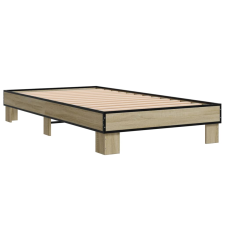 vidaXL sonoma tölgyszínű szerelt fa és fém ágykeret 90 x 200 cm (845873) ágy és ágykellék