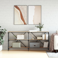 vidaXL sonoma-tölgyszínű szerelt fa és vas konzolasztal 160x30x75 cm bútor