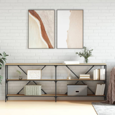vidaXL sonoma-tölgyszínű szerelt fa és vas konzolasztal 200x30x75 cm bútor