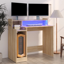 vidaXL sonoma-tölgyszínű szerelt fa íróasztal LED-ekkel 97x90x45 cm íróasztal