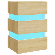 vidaXL sonoma-tölgyszínű szerelt fa LED-es éjjeliszekrény 45x35x67 cm (326843) bútor