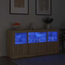 vidaXL sonoma-tölgyszínű tálalószekrény LED-világítással 142,5x37x67cm bútor