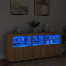 vidaXL sonoma-tölgyszínű tálalószekrény LED-világítással 162x37x67 cm bútor