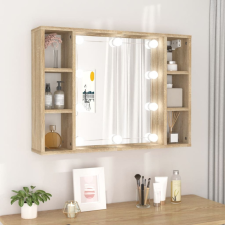 vidaXL sonoma tölgyszínű tükrös szekrény LED-ekkel 76 x 15 x 55 cm fürdőszoba bútor