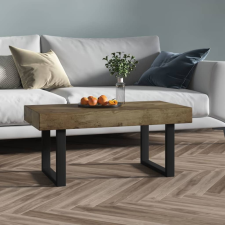 vidaXL sötétbarna és fekete MDF és vas dohányzóasztal 90x45x40 cm bútor