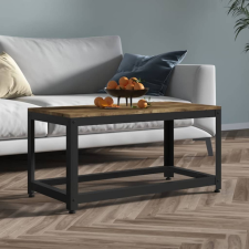 vidaXL sötétbarna és fekete MDF és vas dohányzóasztal 90x45x45 cm bútor