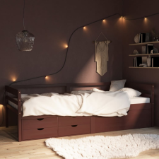 vidaXL sötétbarna fenyőfa ágykeret fiókokkal és szekrénnyel 90x200 cm ágy és ágykellék