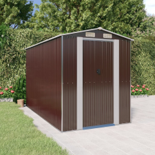 vidaXL sötétbarna horganyzott acél kerti fészer 192 x 357 x 223 cm kerti tárolás