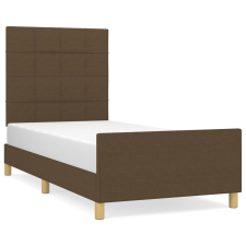 vidaXL sötétbarna szövet ágykeret fejtámlával 90 x 200 cm (3125028) ágy és ágykellék