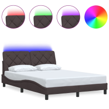 vidaXL sötétbarna szövet ágykeret LED-ekkel matrac nélkül 140 x 190 cm (3310667) ágy és ágykellék
