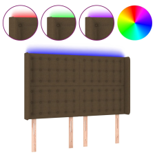 vidaXL sötétbarna szövet LED-es fejtámla 147x16x118/128 cm (3124483) ágy és ágykellék