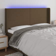 vidaXL sötétbarna szövet LED-es fejtámla 203x16x118/128 cm ágy és ágykellék