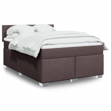 vidaXL sötétbarna szövet rugós ágy matraccal 160 x 200 cm ágy és ágykellék