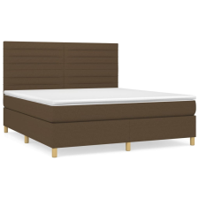 vidaXL sötétbarna szövet rugós ágy matraccal 160 x 200 cm (3142428) ágy és ágykellék