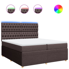 vidaXL sötétbarna szövet rugós ágy matraccal 200 x 200 cm (3294473) ágy és ágykellék