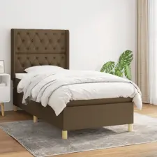 vidaXL sötétbarna szövet rugós ágy matraccal 80 x 200 cm ágy és ágykellék