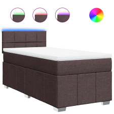 vidaXL sötétbarna szövet rugós ágy matraccal 90 x 200 cm (3289254) ágy és ágykellék