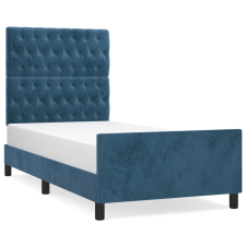 vidaXL sötétkék bársony ágykeret fejtámlával 100x200 cm (3125926) ágy és ágykellék