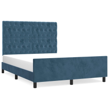 vidaXL sötétkék bársony ágykeret fejtámlával 140 x 190 cm (3125938) ágy és ágykellék