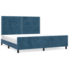 vidaXL sötétkék bársony ágykeret fejtámlával 160 x 200 cm (3125706) ágy és ágykellék
