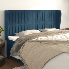 vidaXL sötétkék bársony fejtámla szárnyakkal 163 x 23 x 118/128 cm ágy és ágykellék