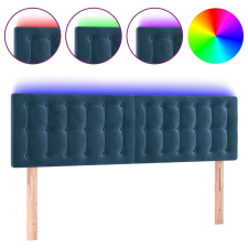 vidaXL sötétkék bársony LED-es fejtámla 144x5x78/88 cm (3122098) ágy és ágykellék