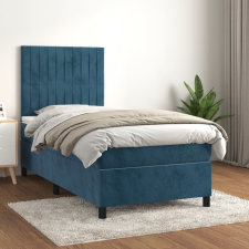 vidaXL sötétkék bársony rugós ágy matraccal 100 x 200 cm ágy és ágykellék